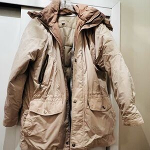London Fog Medium Reg Classic Hooded Beige Jacket Trench coat lined Wndbreaker